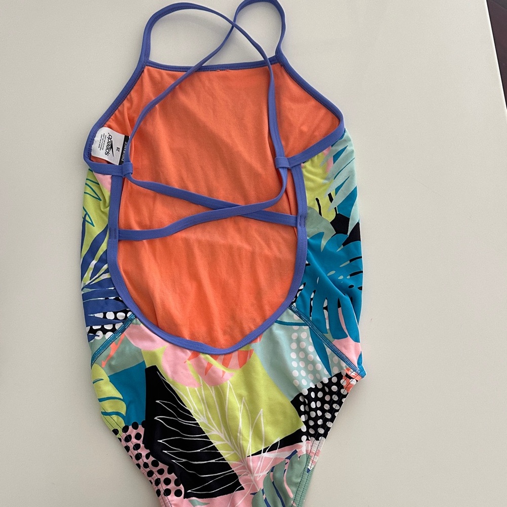 Speedo Kids One Piece Swimsuit - Orange and Blue